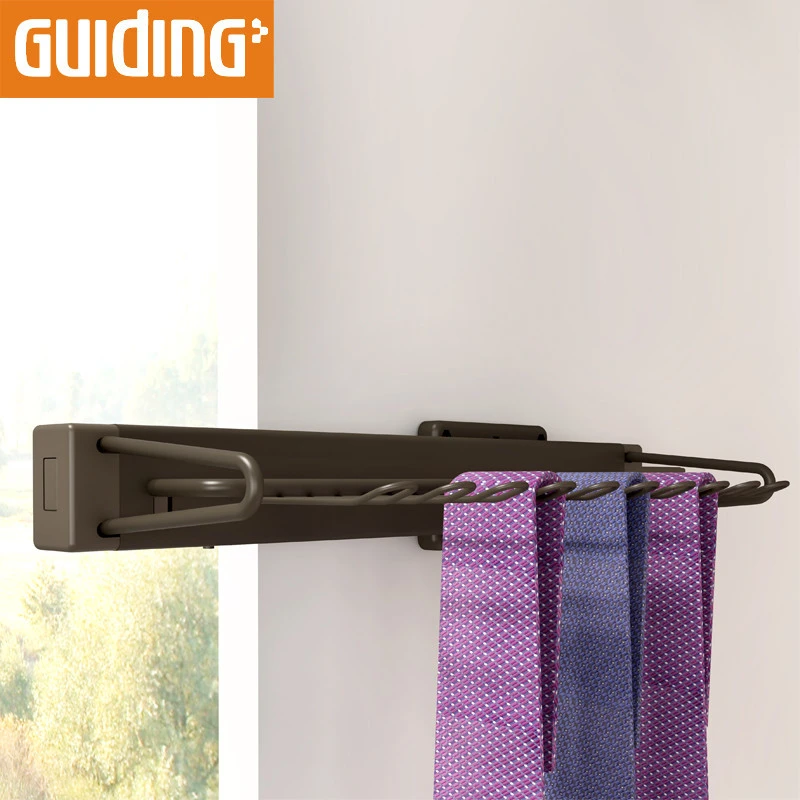 Commercial Diy Chrome Belt Hanging Rack Powder Coat Non Slip Slide Out Sliding Wall Mount Tie Rack For Closets