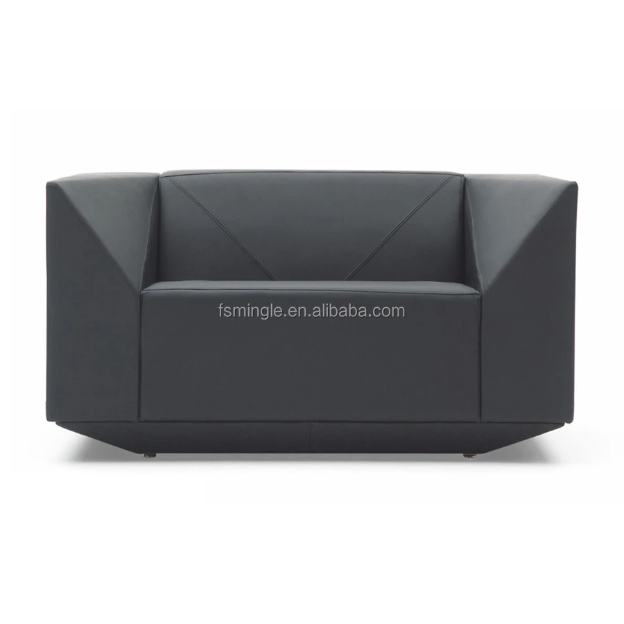 Commercial sectional sofa  Black diamond  sofa with  Cow leather for office use