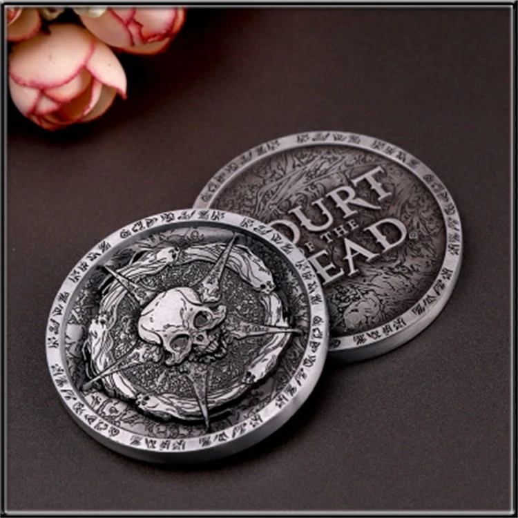 Creative Custom Ancient Silver 3D Skull Metal Coin Game Coin Souvenir Coin