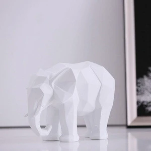 Creative Geometry Origami Elephant Figurine Ornaments Resin Abstract Animal Sculpture Crafts