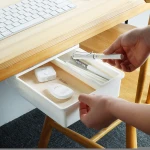 Creative Plastic Under Office Desk Organizer Hidden Drawer Stationery Key Pencil Tray Storage Box