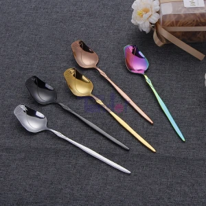 Creative stainless steel dessert rose shape spoon and fork coffee soup mixing spoon