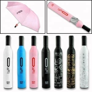 Creative Women Wine Bottle Umbrella 3 Folding Sun-rain UV Mini Umbrella For Women Men Gifts Rain Gear Umbrella
