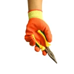 crinkle latex palm coated poly cotton knitting safety work gloves construction/latex rubber dip work gloves guantes