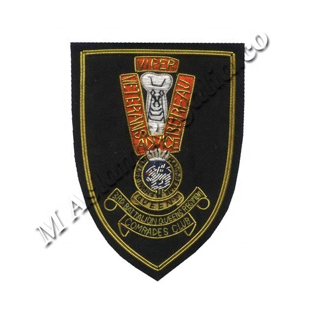 Crown and Lion gold Bullion wire Family Crest Blazer Pocket Badge