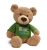 Import Cuddly soft teddy bear in mocha (light brown) with hand sewn patches to its head and feet and wearing a white T-Shirt. from China