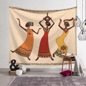 Custom 100% Polyester Woven Fabric 3D Digital Printed African Wall Hanging Tapestry from China