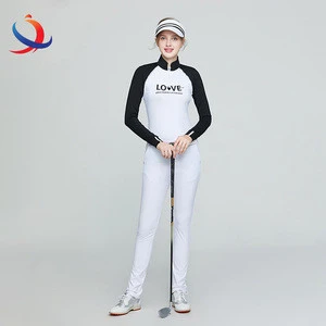 Custom brand logo private label on girl tshirt oem color joint long sleeve women golf shirt sports golf clothes