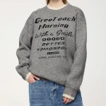 Custom Design Layered-Look Letters Jacquard Sweater 2024 Autumn Winter New Trendy Street Style Loose Knit Top Customizable
