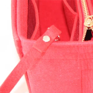 Custom fashion small portable travel cosmetic organizer insert handbag felt zipper makeup bag