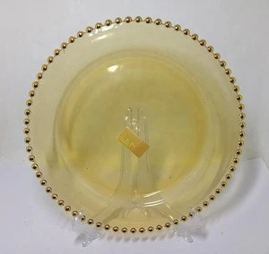 custom hand made large colored round gold glass charger plates beaded wholesale