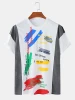 Custom High Quality Short Sleeve Colorblock Tee Shirt Stylish Letter Printed Graphic Patchwork Light T-Shirts