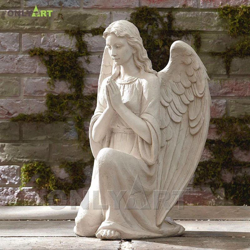 Custom large size hand carved marble angel tombstone