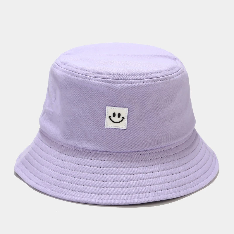 Custom logo trendy personalized smiley pattern summer pastel bucket hats