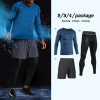 Custom mens Tracksuit Training & Jogging Three-piece Suit Outdoor Running Wear Top+Leggings+Shorts Wholesale Sportswear Mens