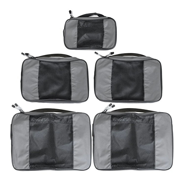 custom packing cube durable 5 piece weekender luggage organizer set