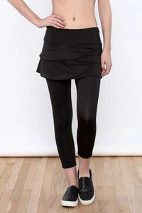 Custom Tennis Wear Manufacturer Lightweight Fabric Black Tiered Capri Tennis Skirt For Women Tennis Or Yoga