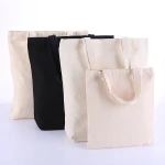 Customized Logo Negra Algodon Bolso Tote 8oz 10oz 12oz  Shopping Bag Black Cotton Canvas Tote Bag With Logo