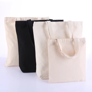Customized Logo Negra Algodon Bolso Tote 8oz 10oz 12oz  Shopping Bag Black Cotton Canvas Tote Bag With Logo