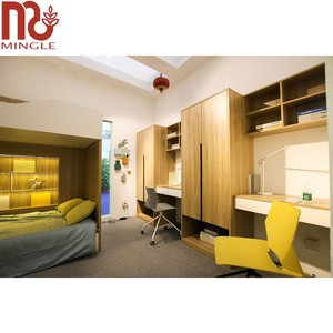 customized melamine bedroom furniture hotel bedroom furniture set with hostel furniture
