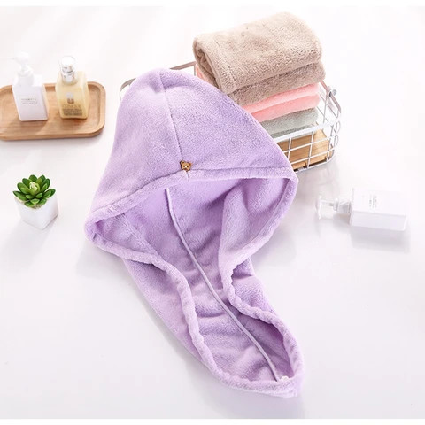 customized microfiber coral fleece  spa  hair salon quick dry fast drying towel hat  wrap turban dryer towels for women hair