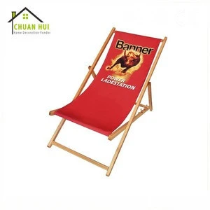Customized Pattern Red Fold Wood Portable Camp Leisure Chair