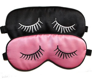 Cute Mulberry Silk Blindfold Travel Sleep Eye Mask with Eyelashes for Sleeping