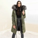 CX-G-P-36D New Warm 95cm Long Parkas Rabbit Fur Lining Real Fox Fur Hooded Parka Women