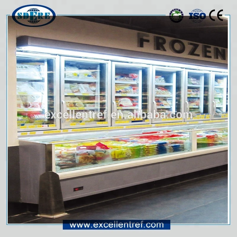 DCS1820F1 Refrigerated Showcase Vertical Combination Freezer for Supermarket