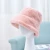 Import DDA846 Girls Thick Blank Pure Color Furry Caps Soft Winter Warm Faux Fur Fisherman Hat Women Wide Brim Plain Plush Bucket Hats from China