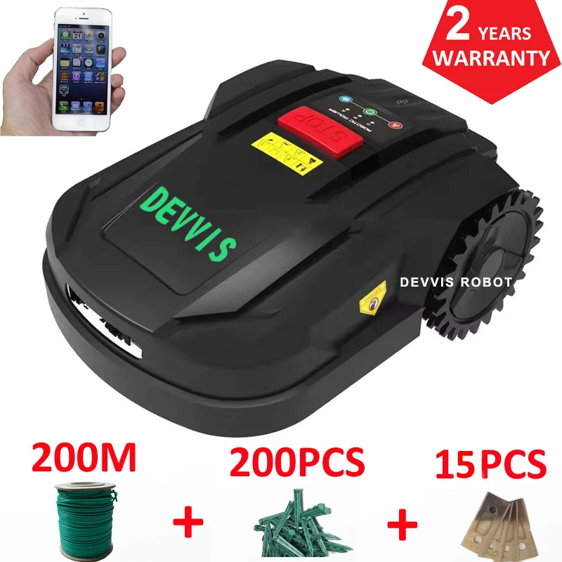 DEVVIS cheapest electric lawn mower robot H750T with WiFi App control, gyroscope navigation with 200m wire