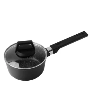 die casting aluminium sauce pot induction bottom non-stick marble coating milk pan with detachable handle