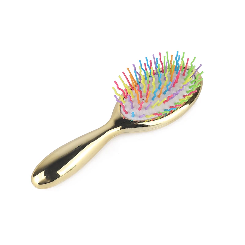 Direct factory price paddle electroplating mini boar nylon bristle brush detangling hair brush