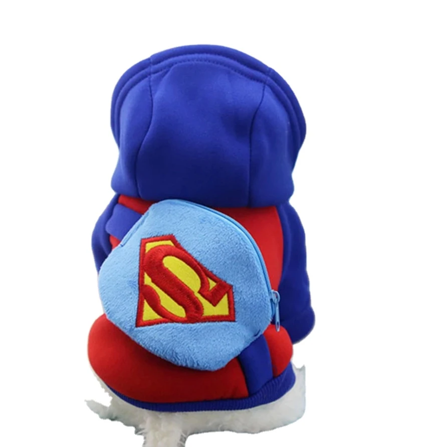 Dog Cat Sweater Superman Superhero dog hoodie Christmas Halloween Party Costume Superdog dog apparel C2596