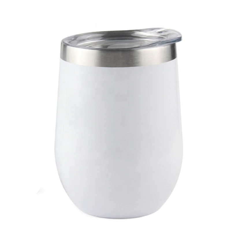 Double Walled Insulated 12Oz Stainless Steel  Wine Tumblers Cup With Lid And Straw