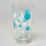 DRINKWARE COOLER GLASS 16 OZ TURQUOISE DOTS #82273