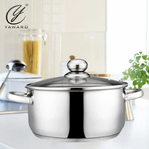 Durable 24cm Stainless Steel Casserole with Glass Lid for Kitchen Cooking