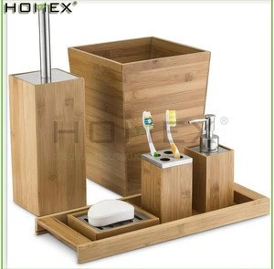 Eco-friendly Green Home Bamboo Bathroom Accessories Set/Bamboo Vanity Set and Bath Caddy/Homeware Tools/Homex
