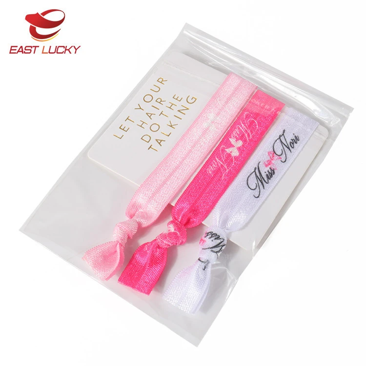 Elastic Rubber Ribbon Hair Tie Bracelet with Card Packing