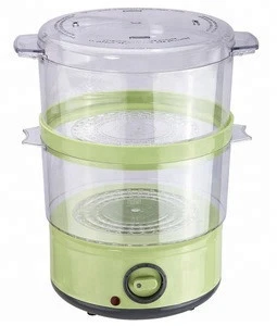 electric food steamer 400W Volume 4 liters total Two layers  60 minutes mechanical timer