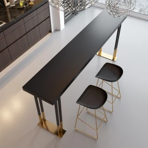 Elegant design home pub bar furniture wood metal iron wire rectangular modern bar table