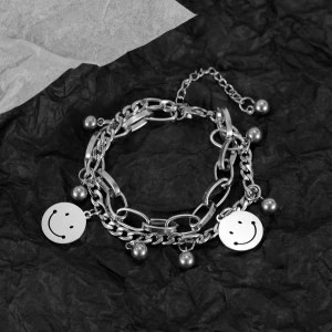 emoji charm women bracelet stainless steel chain bracelet multi-layer bracelet women