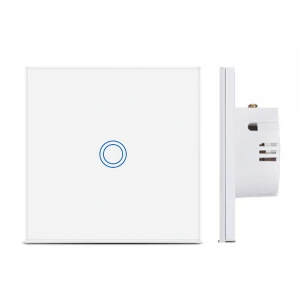 EU standard white crystal glass panel touch switch 220v switch 1 Gang 1 Way wall touch switch