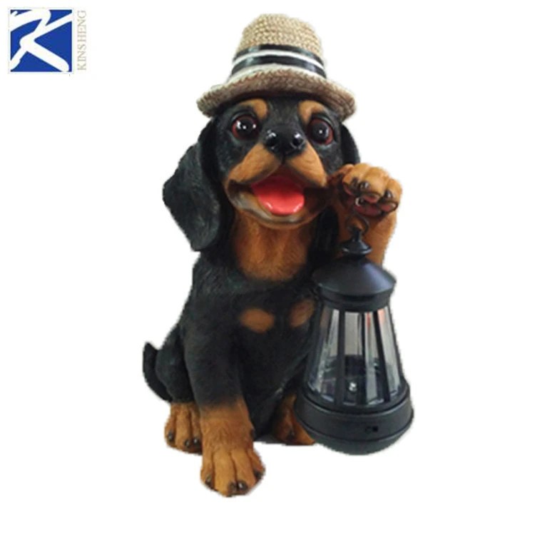 Europe style small dog resin home decor with light