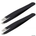 Eyebrow Slanted Tweezers Black Coated Manicure & Cosmetic Tweezers