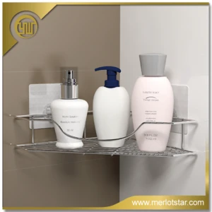 Factory Direct Nailless Adhesive Stainless Steel Bathroom Triangle Corner Shelf
