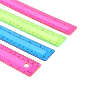 Fashion 30cm scale plastic ruler Customizable 12inch colorful straight ruler Transparent colored Concave ruler drawing