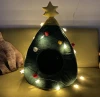 Fashionable Dog Cat Pet Bed Corduroy Material Christmas Tree Shape Christmas Cat Bed