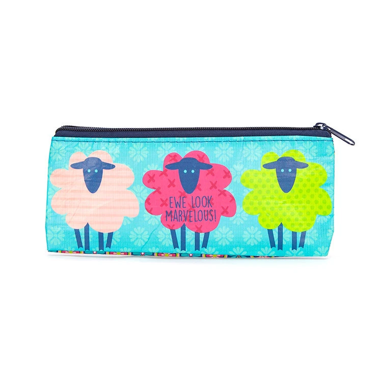 Fast delivery waterproof RPET pencil case, cosmetic bag with zipper