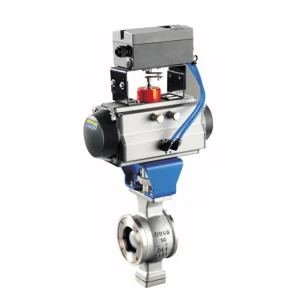 Flange V port Stainless Steel Pneumatic ball valve with actuator